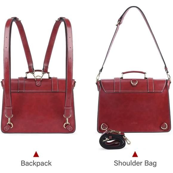 Backpack for Women Briefcase Messenger Laptop Bag Vegan Leather Satchel Work Bag
